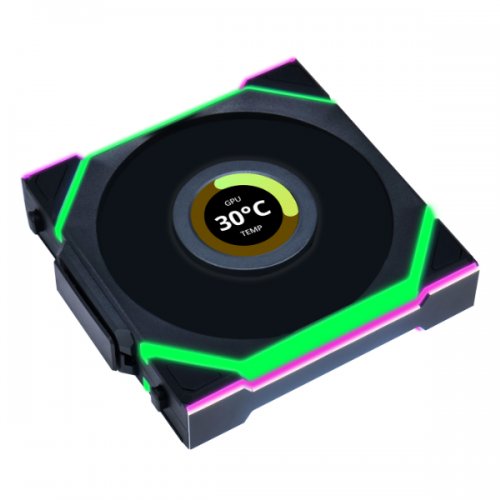 Кулер для корпуса Lian Li Uni Fan SL Wireless LCD 120 Reverse Blade (G99.12RSLLCD1W1B.00) Black купити з перевіркою сумісності: огляд, характеристики, ціна у Києві, Львові, Вінниці, Хмельницькому, Івано-Франківську, Україні | інтернет-магазин TELEMART.UA фото