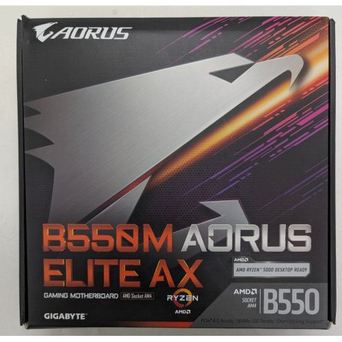 Материнська плата Gigabyte B550M AORUS ELITE AX (sAM4, AMD B550) (Відновлено продавцем, 776573) купити з перевіркою сумісності: огляд, характеристики, ціна у Києві, Львові, Вінниці, Хмельницькому, Івано-Франківську, Україні | інтернет-магазин TELEMART.UA фото