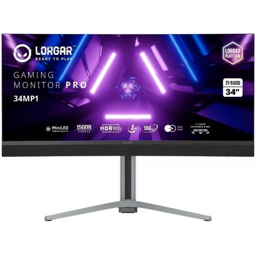 Купити Монітор Lorgar 34" 34MP1 (LRG-34MP1W180C-GY) Milky Gray/Black - ціна в Києві, Львові, Вінниці, Хмельницькому, Франківську, Україні | інтернет-магазин TELEMART.UA фото
