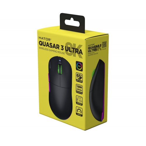Купити Уцінка миша HATOR Quasar 3 Ultra 8K Wireless (HTM770) Black/Violet (вскрите пакування, 777021) - ціна в Києві, Львові, Вінниці, Хмельницькому, Франківську, Україні | інтернет-магазин TELEMART.UA фото