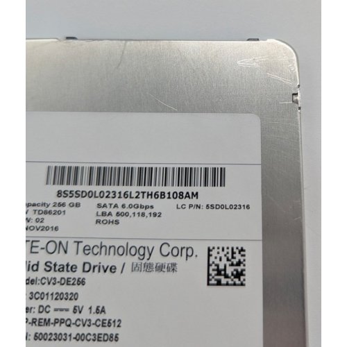 Ssd-диск Lite-On 256GB 2.5" (CV3-DE256) (Відновлено продавцем, 777424) купити з перевіркою сумісності: огляд, характеристики, ціна у Києві, Львові, Вінниці, Хмельницькому, Івано-Франківську, Україні | інтернет-магазин TELEMART.UA фото
