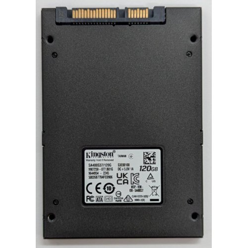 Ssd-диск Kingston SSDNow A400 TLC 120GB 2.5'' (SA400S37/120G) (Відновлено продавцем, 777425) купити з перевіркою сумісності: огляд, характеристики, ціна у Києві, Львові, Вінниці, Хмельницькому, Івано-Франківську, Україні | інтернет-магазин TELEMART.UA фото