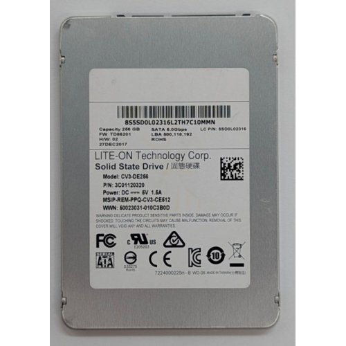 Купить Ssd-диск Lite-On 256GB 2.5" (CV3-DE256) (Восстановлено продавцом, 777426) с проверкой совместимости: обзор, характеристики, цена в Киеве, Днепре, Одессе, Харькове, Украине | интернет-магазин TELEMART.UA фото