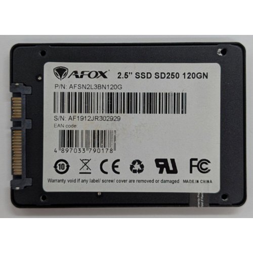 Ssd-диск AFOX Value 120GB 2.5" (AFSN8T3BN120G) (Відновлено продавцем, 777429) купити з перевіркою сумісності: огляд, характеристики, ціна у Києві, Львові, Вінниці, Хмельницькому, Івано-Франківську, Україні | інтернет-магазин TELEMART.UA фото