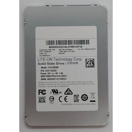 Купить Ssd-диск Lite-On 256GB 2.5" (CV3-DE256) (Восстановлено продавцом, 777435) с проверкой совместимости: обзор, характеристики, цена в Киеве, Днепре, Одессе, Харькове, Украине | интернет-магазин TELEMART.UA фото