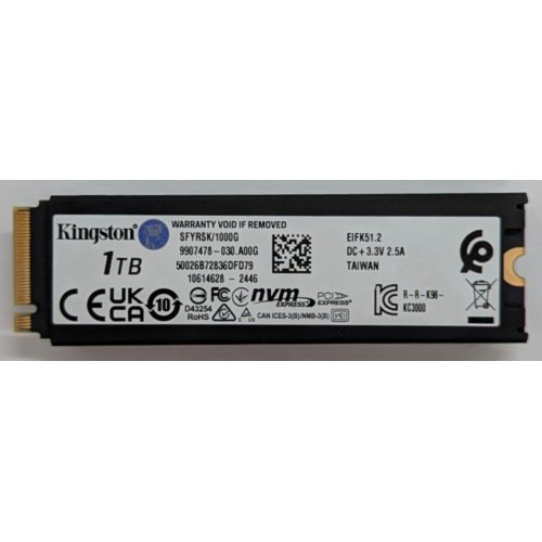 Ssd-диск Kingston FURY Renegade with Heatsink 3D NAND TLC 1TB M.2 (2280 PCI-E) NVMe x4 (SFYRSK/1000G) (Відновлено продавцем, 777455) купити з перевіркою сумісності: огляд, характеристики, ціна у Києві, Львові, Вінниці, Хмельницькому, Івано-Франківську, Україні | інтернет-магазин TELEMART.UA фото