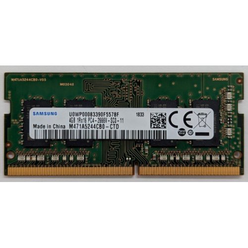 Озп Samsung SODIMM DDR4 4GB 2666Mhz (M471A5244CB0-CTD) (Відновлено продавцем, 777464) купити з перевіркою сумісності: огляд, характеристики, ціна у Києві, Львові, Вінниці, Хмельницькому, Івано-Франківську, Україні | інтернет-магазин TELEMART.UA фото