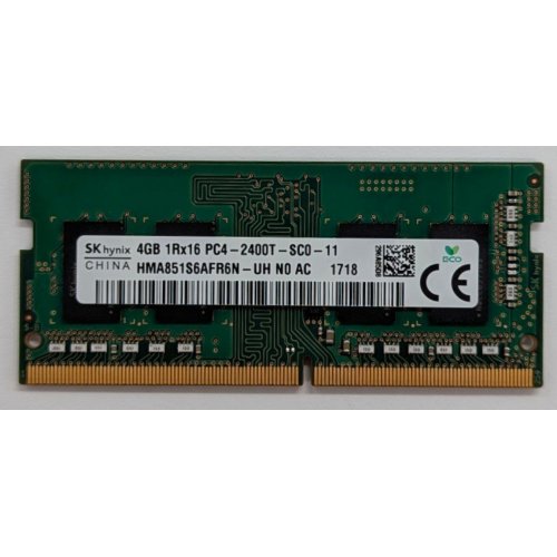 Купить Озу Hynix SODIMM DDR4 4GB 2400Mhz (HMA851S6AFR6N-UH) (Восстановлено продавцом, 777478) с проверкой совместимости: обзор, характеристики, цена в Киеве, Днепре, Одессе, Харькове, Украине | интернет-магазин TELEMART.UA фото