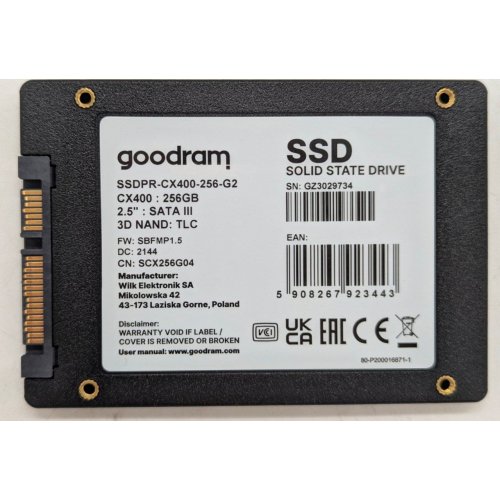 Купить Ssd-диск GoodRAM CX400 Gen.2 3D NAND TLC 256GB 2.5" (SSDPR-CX400-256-G2) (Восстановлено продавцом, 777736) с проверкой совместимости: обзор, характеристики, цена в Киеве, Днепре, Одессе, Харькове, Украине | интернет-магазин TELEMART.UA фото