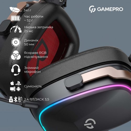 Купити Навушники GamePro Asgard Valkyria RGB (HSW249) Black - ціна в Києві, Львові, Вінниці, Хмельницькому, Франківську, Україні | інтернет-магазин TELEMART.UA фото