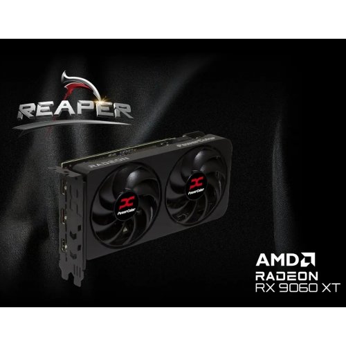 Відеокарта PowerColor Radeon RX 9060 XT Reaper 8192MB (RX9060XT 8G-A) купити з перевіркою сумісності: огляд, характеристики, ціна у Києві, Львові, Вінниці, Хмельницькому, Івано-Франківську, Україні | інтернет-магазин TELEMART.UA фото