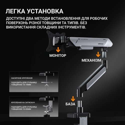 Купити Настільне кріплення для монітора Anda Seat Stealth Pro II 17-42" (AD-W-A9-1S-FW) White/Grey - ціна в Києві, Львові, Вінниці, Хмельницькому, Франківську, Україні | інтернет-магазин TELEMART.UA фото