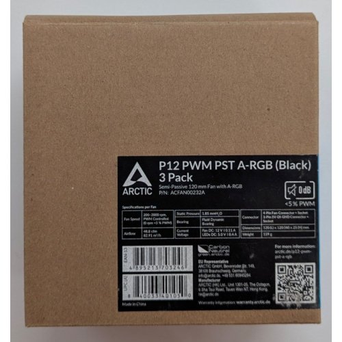 Набір кулерів для корпусу Arctic P12 PWM PST A-RGB 0dB (3-Fan Pack) (ACFAN00232A) Black (Відновлено продавцем, 778140) купити з перевіркою сумісності: огляд, характеристики, ціна у Києві, Львові, Вінниці, Хмельницькому, Івано-Франківську, Україні | інтернет-магазин TELEMART.UA фото