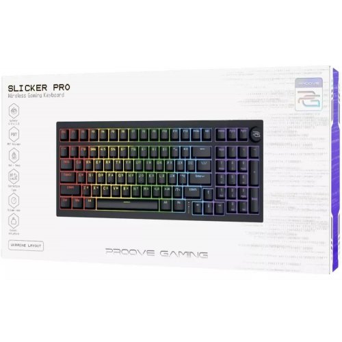 Купити Клавіатура Proove Gaming Slicker Pro RGB Gateron G Pro 3.0 Yellow Wireless (WKSLP0022401) Black - ціна в Києві, Львові, Вінниці, Хмельницькому, Франківську, Україні | інтернет-магазин TELEMART.UA фото