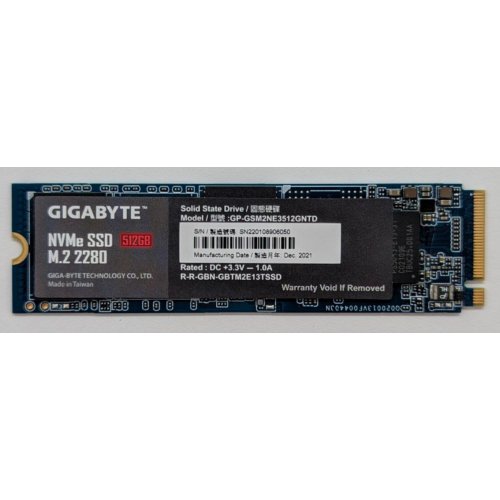 Купить Ssd-диск Gigabyte 512GB M.2 (2280 PCI-E) NVMe 1.3 (GP-GSM2NE3512GNTD) (Восстановлено продавцом, 778169) с проверкой совместимости: обзор, характеристики, цена в Киеве, Днепре, Одессе, Харькове, Украине | интернет-магазин TELEMART.UA фото