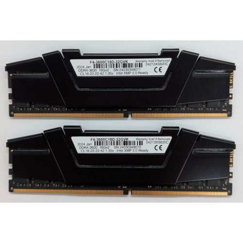 Купить Озу G.Skill DDR4 32GB (2x16GB) 3600Mhz Ripjaws V Black (F4-3600C18D-32GVK) (Восстановлено продавцом, 778172) с проверкой совместимости: обзор, характеристики, цена в Киеве, Днепре, Одессе, Харькове, Украине | интернет-магазин TELEMART.UA фото