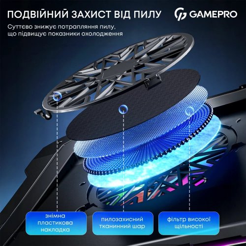 Купити Охолоджувальна підставка для ноутбука GamePro CP950 Black - ціна в Києві, Львові, Вінниці, Хмельницькому, Франківську, Україні | інтернет-магазин TELEMART.UA фото