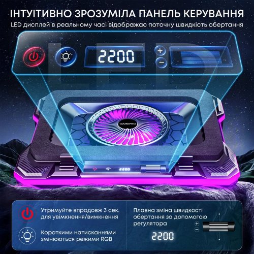 Купити Охолоджувальна підставка для ноутбука GamePro CP950 Black - ціна в Києві, Львові, Вінниці, Хмельницькому, Франківську, Україні | інтернет-магазин TELEMART.UA фото