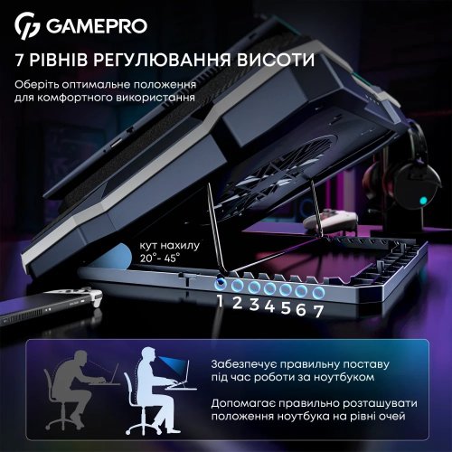 Купити Охолоджувальна підставка для ноутбука GamePro CP950 Black - ціна в Києві, Львові, Вінниці, Хмельницькому, Франківську, Україні | інтернет-магазин TELEMART.UA фото