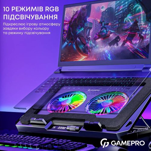 Купити Охолоджувальна підставка для ноутбука GamePro CP910 Black - ціна в Києві, Львові, Вінниці, Хмельницькому, Франківську, Україні | інтернет-магазин TELEMART.UA фото