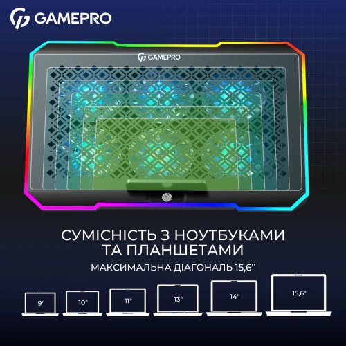 Купити Охолоджувальна підставка для ноутбука GamePro CP660 Black - ціна в Києві, Львові, Вінниці, Хмельницькому, Франківську, Україні | інтернет-магазин TELEMART.UA фото