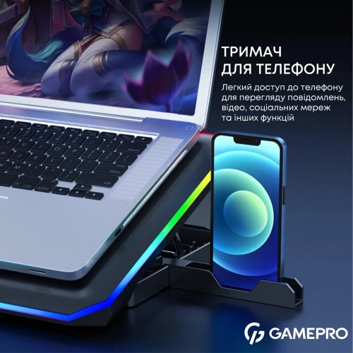 Купити Охолоджувальна підставка для ноутбука GamePro CP660 Black - ціна в Києві, Львові, Вінниці, Хмельницькому, Франківську, Україні | інтернет-магазин TELEMART.UA фото
