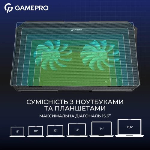 Купити Охолоджувальна підставка для ноутбука GamePro CP350 Black - ціна в Києві, Львові, Вінниці, Хмельницькому, Франківську, Україні | інтернет-магазин TELEMART.UA фото