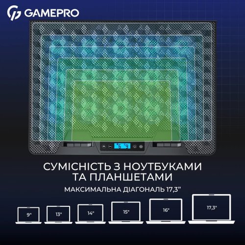 Купить Охлаждающая подставка для ноутбука GamePro CP1140 Black - цена в Харькове, Киеве, Днепре, Одессе
в интернет-магазине Telemart фото