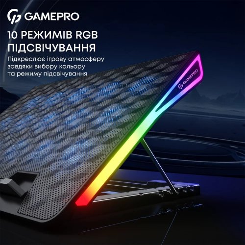 Купить Охлаждающая подставка для ноутбука GamePro CP1140 Black - цена в Харькове, Киеве, Днепре, Одессе
в интернет-магазине Telemart фото