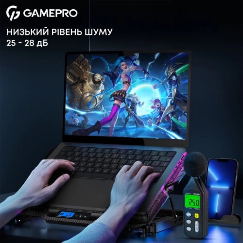 Купити Охолоджувальна підставка для ноутбука GamePro CP560 Black - ціна в Києві, Львові, Вінниці, Хмельницькому, Франківську, Україні | інтернет-магазин TELEMART.UA фото