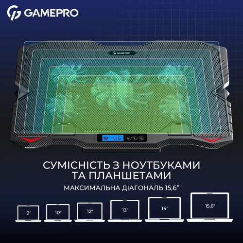 Купити Охолоджувальна підставка для ноутбука GamePro CP560 Black - ціна в Києві, Львові, Вінниці, Хмельницькому, Франківську, Україні | інтернет-магазин TELEMART.UA фото