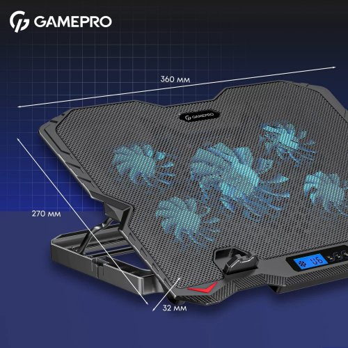 Купити Охолоджувальна підставка для ноутбука GamePro CP560 Black - ціна в Києві, Львові, Вінниці, Хмельницькому, Франківську, Україні | інтернет-магазин TELEMART.UA фото