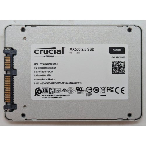 Купить Ssd-диск Crucial MX500 TLC 500GB 2.5" (CT500MX500SSD1) (Восстановлено продавцом, 778900) с проверкой совместимости: обзор, характеристики, цена в Киеве, Днепре, Одессе, Харькове, Украине | интернет-магазин TELEMART.UA фото