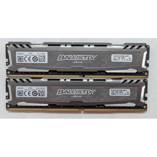 Озп Crucial DDR4 16GB (2x8GB) 3200Mhz Ballistix Sport LT Gray (BLS2K8G4D32AESBK) (Відновлено продавцем, 778944) купити з перевіркою сумісності: огляд, характеристики, ціна у Києві, Львові, Вінниці, Хмельницькому, Івано-Франківську, Україні | інтернет-магазин TELEMART.UA фото