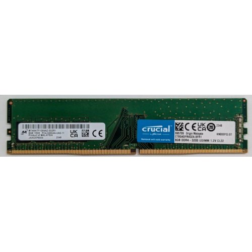 Озп Crucial DDR4 8GB 3200Mhz (CT8G4DFRA32A) (Відновлено продавцем, 779372) купити з перевіркою сумісності: огляд, характеристики, ціна у Києві, Львові, Вінниці, Хмельницькому, Івано-Франківську, Україні | інтернет-магазин TELEMART.UA фото
