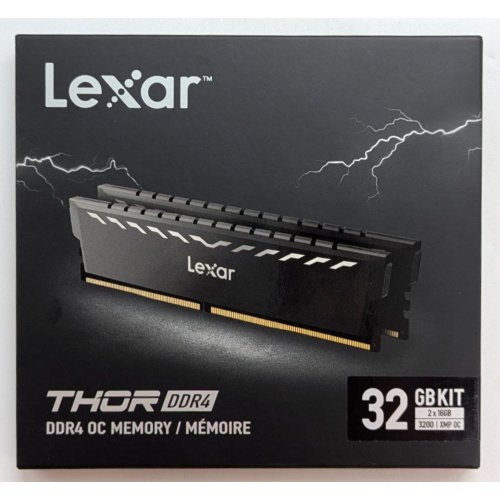 Купить Озу Lexar DDR4 32GB (2x16GB) 3200Mhz Thor Dark Grey (LD4BU016G-R3200GDXG) (Состояние нового, 779433) с проверкой совместимости: обзор, характеристики, цена в Киеве, Днепре, Одессе, Харькове, Украине | интернет-магазин TELEMART.UA фото