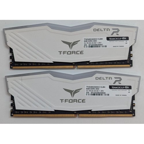 Озп Team DDR4 16GB (2x8GB) 3600Mhz T-Force Delta White RGB (TF4D416G3600HC18JDC01) (Відновлено продавцем, 779435) купити з перевіркою сумісності: огляд, характеристики, ціна у Києві, Львові, Вінниці, Хмельницькому, Івано-Франківську, Україні | інтернет-магазин TELEMART.UA фото