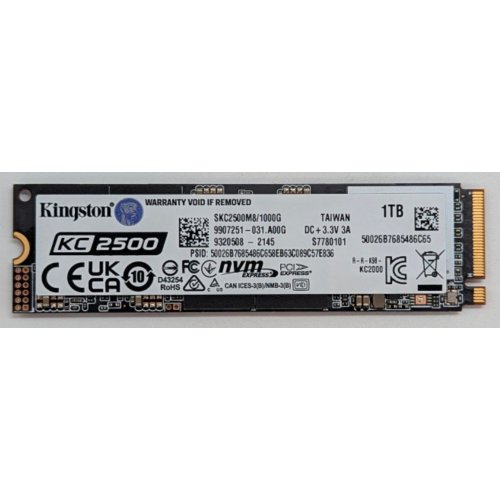 Купить Ssd-диск Kingston KC2500 3D NAND TLC 1TB M.2 (2280 PCI-E) NVMe x4 (SKC2500M8/1000G) (Восстановлено продавцом, 779458) с проверкой совместимости: обзор, характеристики, цена в Киеве, Днепре, Одессе, Харькове, Украине | интернет-магазин TELEMART.UA фото