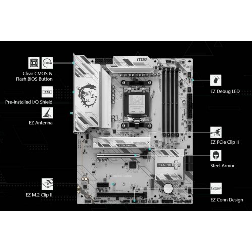 Материнська плата MSI B850 GAMING PLUS WIFI6E (sAM5, AMD B850) купити з перевіркою сумісності: огляд, характеристики, ціна у Києві, Львові, Вінниці, Хмельницькому, Івано-Франківську, Україні | інтернет-магазин TELEMART.UA фото