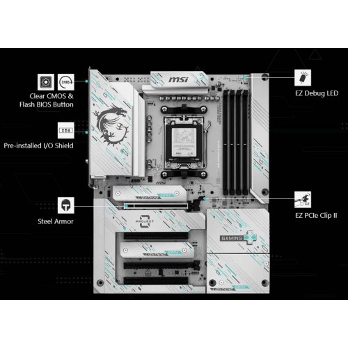 Купить Материнская плата MSI B850 GAMING PLUS WIFI PZ (sAM5, AMD B850) с проверкой совместимости: обзор, характеристики, цена в Киеве, Днепре, Одессе, Харькове, Украине | интернет-магазин TELEMART.UA фото