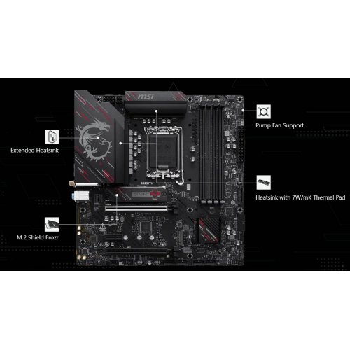 Материнська плата MSI B760M GAMING PLUS WIFI DDR4 II (s1700, Intel B760) купити з перевіркою сумісності: огляд, характеристики, ціна у Києві, Львові, Вінниці, Хмельницькому, Івано-Франківську, Україні | інтернет-магазин TELEMART.UA фото