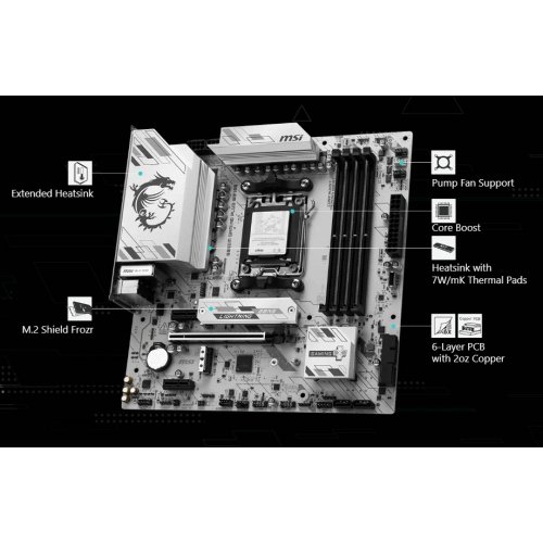 Материнська плата MSI B850M GAMING PLUS WIFI6E (sAM5, AMD B850) купити з перевіркою сумісності: огляд, характеристики, ціна у Києві, Львові, Вінниці, Хмельницькому, Івано-Франківську, Україні | інтернет-магазин TELEMART.UA фото