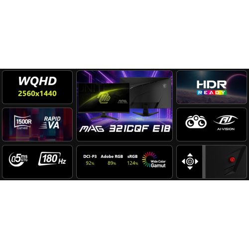 Купить Монитор MSI 31.5" MAG 321CQF E18 Black - цена в Харькове, Киеве, Днепре, Одессе
в интернет-магазине Telemart фото