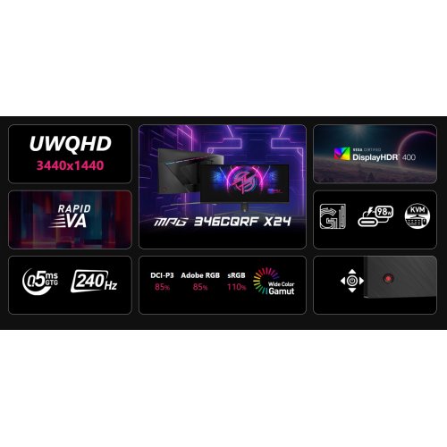Купити Монітор MSI 34" MPG 346CQRF X24 Black - ціна в Києві, Львові, Вінниці, Хмельницькому, Франківську, Україні | інтернет-магазин TELEMART.UA фото