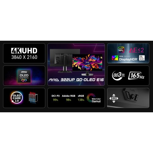 Купити Монітор MSI 31.5" MAG 322UP QD-OLED E16 Black - ціна в Києві, Львові, Вінниці, Хмельницькому, Франківську, Україні | інтернет-магазин TELEMART.UA фото