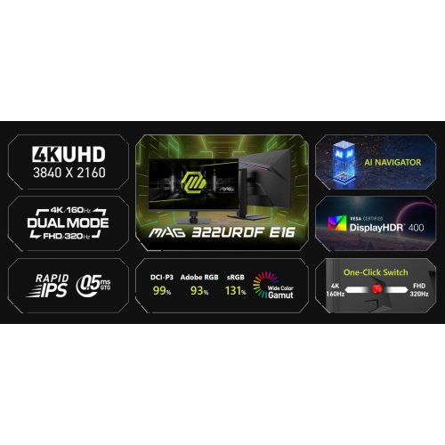 Купити Монітор MSI 31.5" MAG 322URDF E16 Black - ціна в Києві, Львові, Вінниці, Хмельницькому, Франківську, Україні | інтернет-магазин TELEMART.UA фото