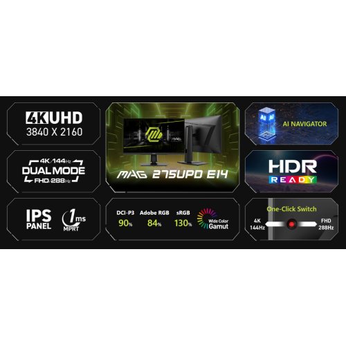 Купити Монітор MSI 27" MAG 275UPD E14 Black - ціна в Києві, Львові, Вінниці, Хмельницькому, Франківську, Україні | інтернет-магазин TELEMART.UA фото