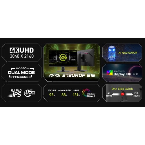 Купити Монітор MSI 27" MAG 272URDF E16 Black - ціна в Києві, Львові, Вінниці, Хмельницькому, Франківську, Україні | інтернет-магазин TELEMART.UA фото