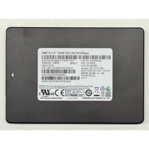 Купить Ssd-диск Samsung PM871b TLC 128GB 2.5" (MZ7LN128HAHQ-000L2) (Восстановлено продавцом, 779835) с проверкой совместимости: обзор, характеристики, цена в Киеве, Днепре, Одессе, Харькове, Украине | интернет-магазин TELEMART.UA фото