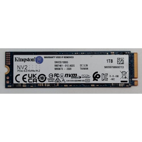 Ssd-диск Kingston NV2 3D NAND 1TB M.2 (2280 PCI-E) NVMe x4 (SNV2S/1000G) (Відновлено продавцем, 779840) купити з перевіркою сумісності: огляд, характеристики, ціна у Києві, Львові, Вінниці, Хмельницькому, Івано-Франківську, Україні | інтернет-магазин TELEMART.UA фото